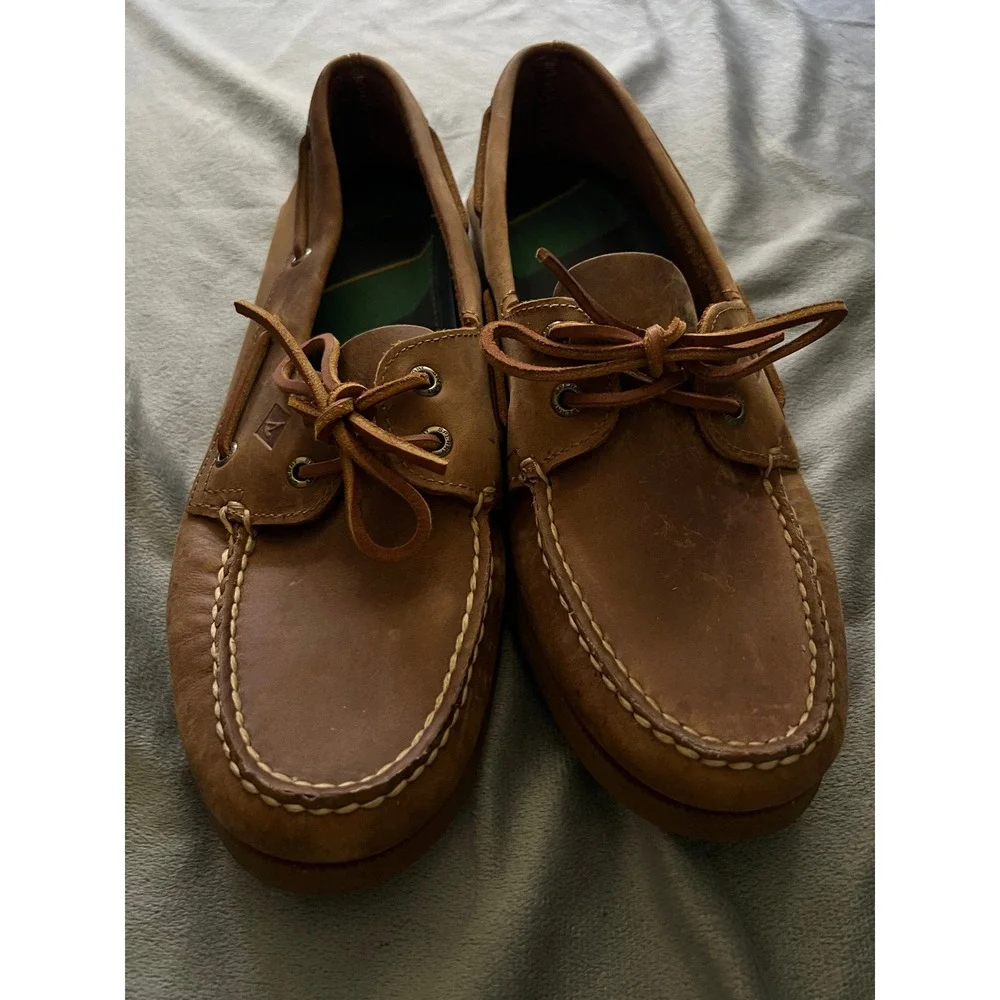 Sperry Top-Sider 2-Eye Tan Leather Boat Shoes Mens 10M Non Marking